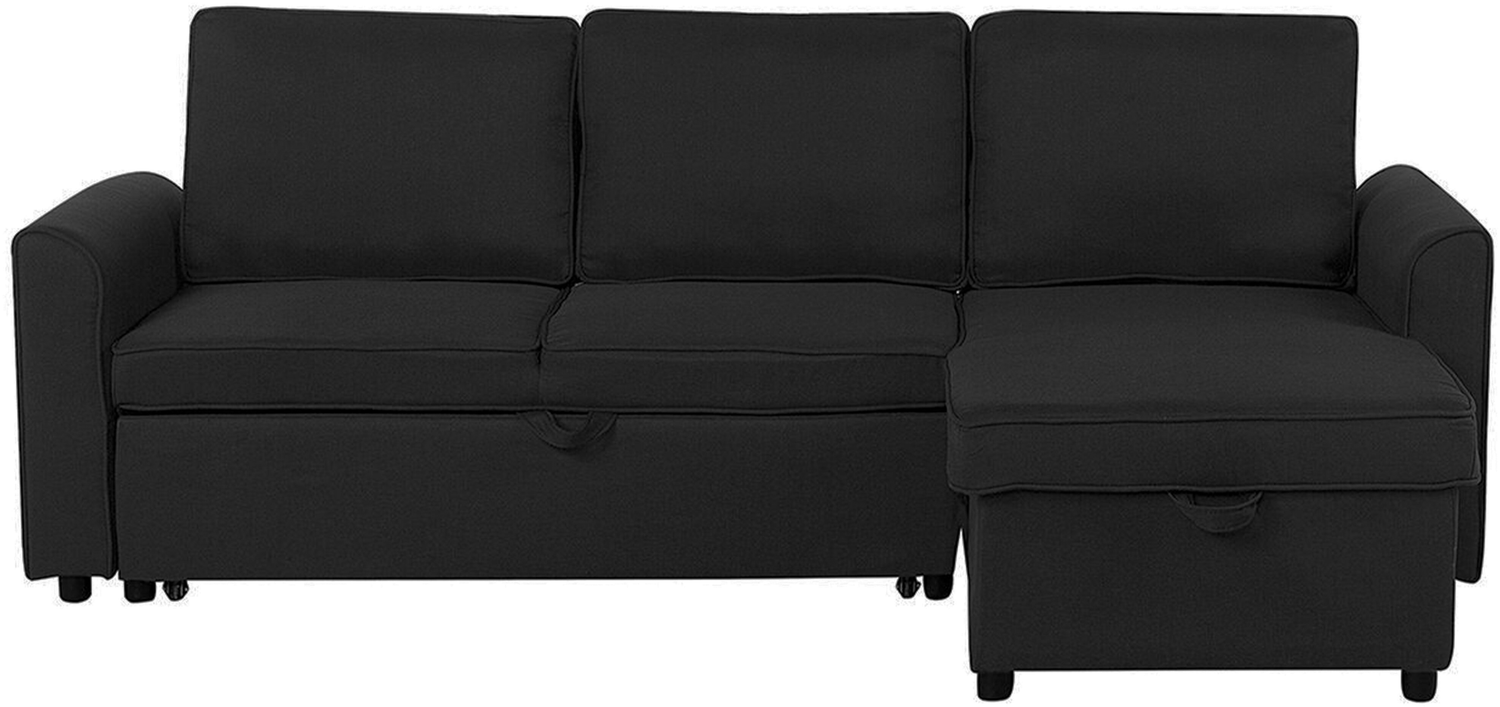 Ecksofa mit Schlaffunktion Polsterbezug schwarz linksseitig NESNA