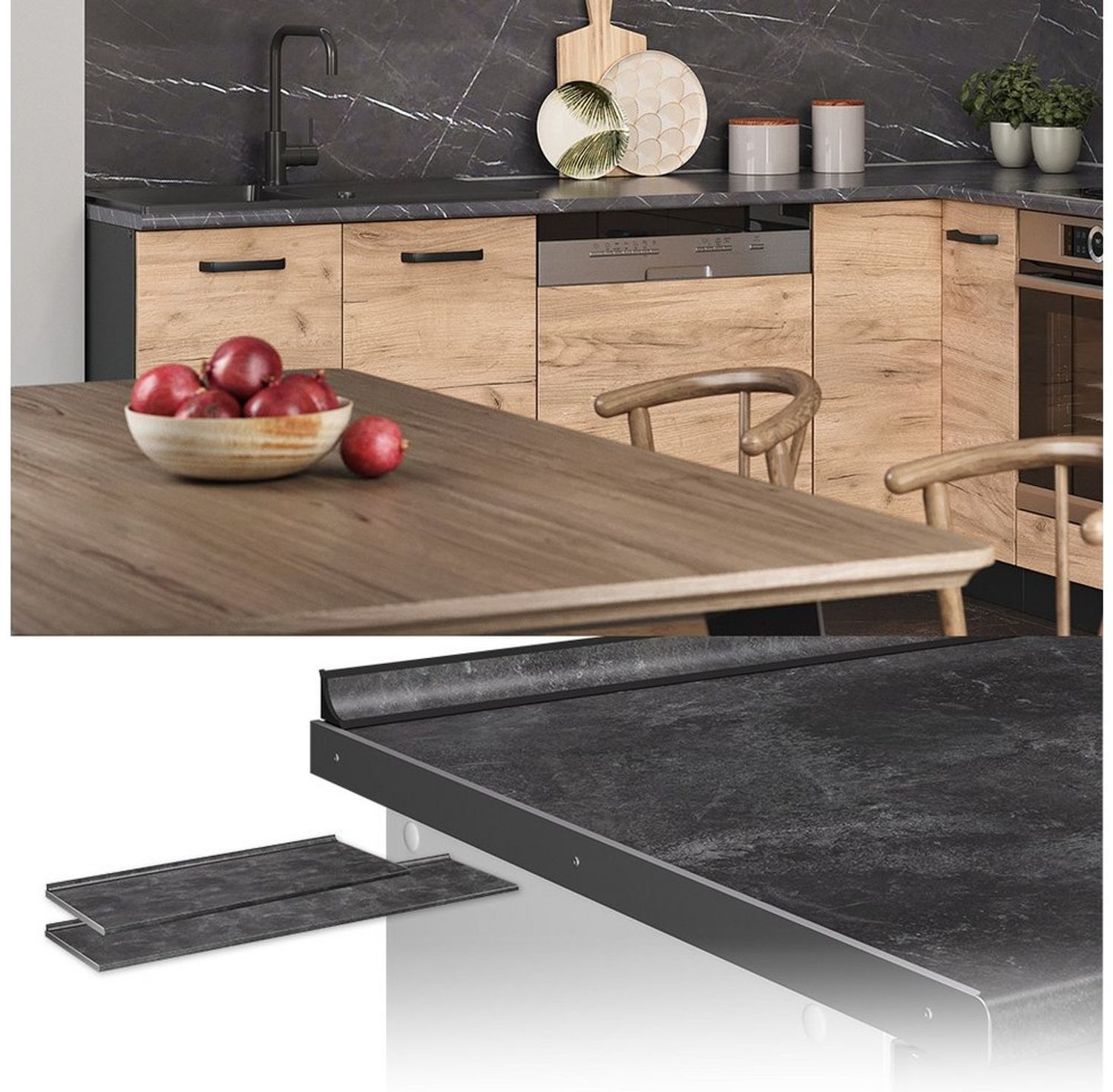 Küchenarbeitsplatte R-Line Anthrazit 160 cm Vicco