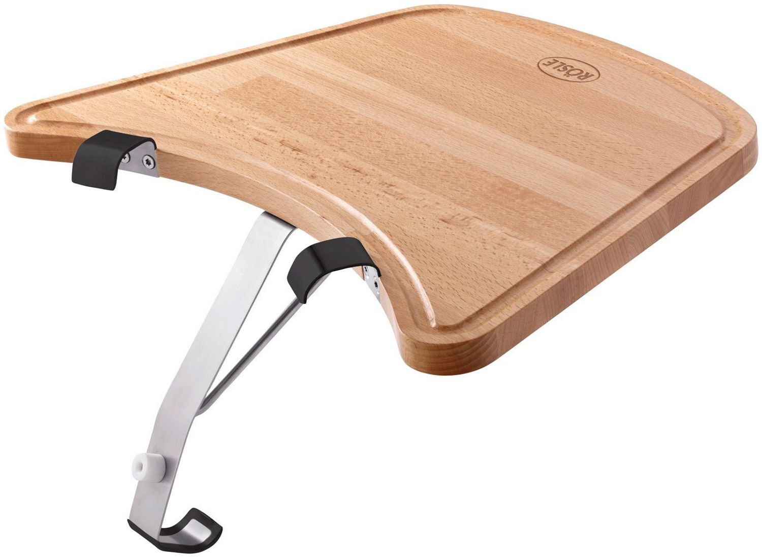 RÖSLE Ablagetisch Kugelgrill, Hochwertiger Buchenholztisch mit Saftrille zum Anhängen an den RÖSLE Kohlegrill No. 1 F50 AIR/F60 AIR/G60, Braun