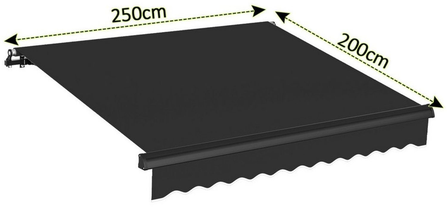 Clanmacy Kassettenmarkise Markise Elektrisch mit Fernbedienung Polyester Anthrazit 2,5x2 m