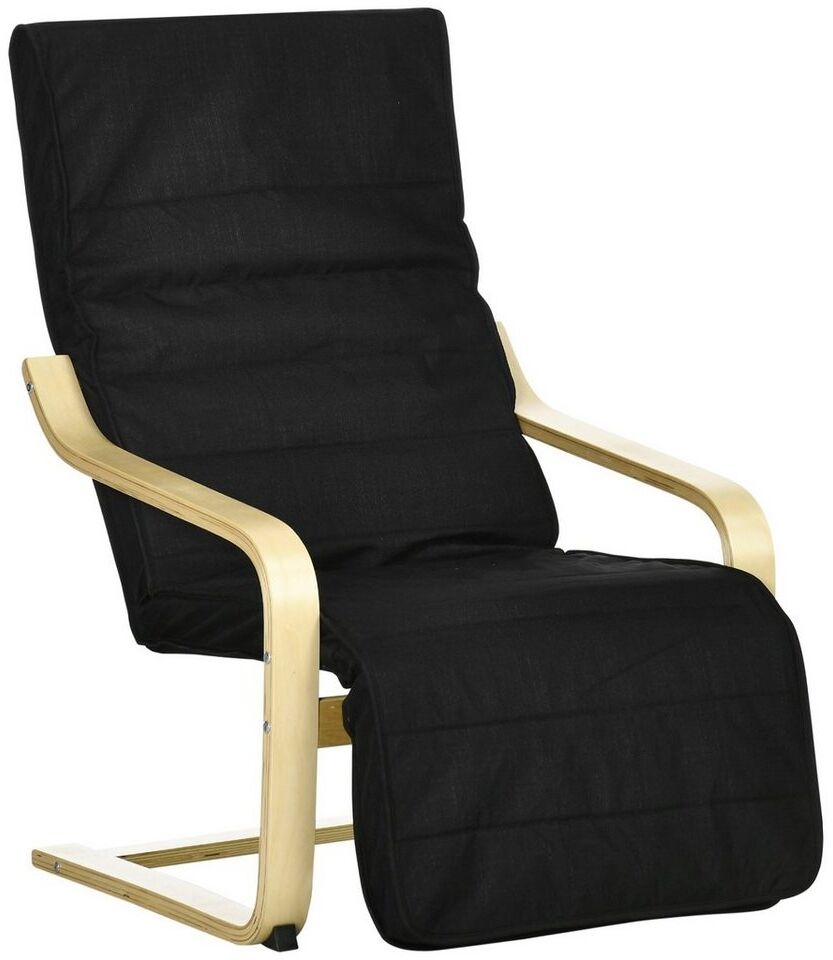 HOMCOM Relaxsessel Relaxstuhl mit Verstellbarem Fußteil (Ruhesessel, 1-St, Ruhestuhl), Schwarz 66,5 x 94 x 100 cm