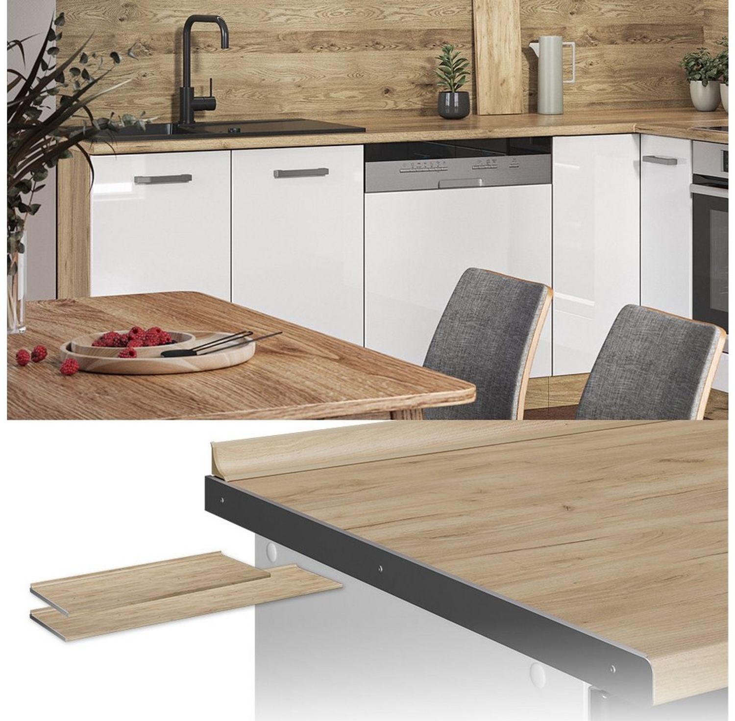 Küchenarbeitsplatte R-Line Goldkraft Eiche 160 cm Vicco