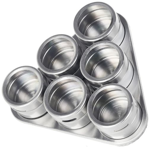 7tlg Edelstahl Metallic Gewürzdosenset Gewürzregal Salz Pfeffer Küche Gewürz Behälter Silber