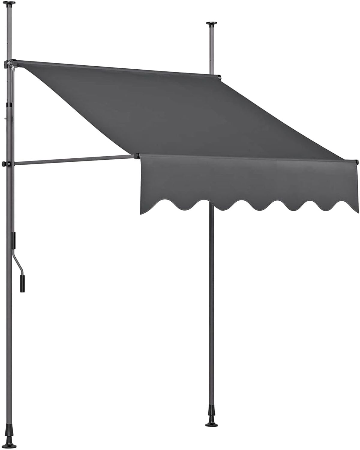 Klemmmarkise SCHRABO 200cm Ohne Bohren Höhenverstellbar Dunkelgrau Polyester | Markise Terrasse Balkonmarkise Sonnenschutz UV-Beständig