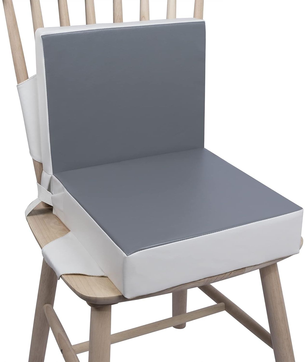 Sitzerhöhung Stuhl Kind Kalawen 2 Stücke Sitzkissen Kinder Baby PU Waschbar Tragbare Stuhl Sitzerhöhung mit Gurte Kindersitzkissen fur Kinder über Zwei Jahre, Grau