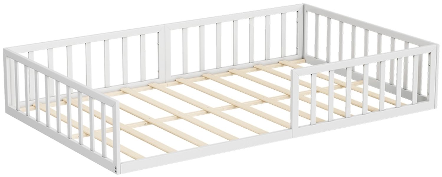 Bodenbett aus Metall Minno Weiß 205 x 125 cm ohne Matratze Vitalispa