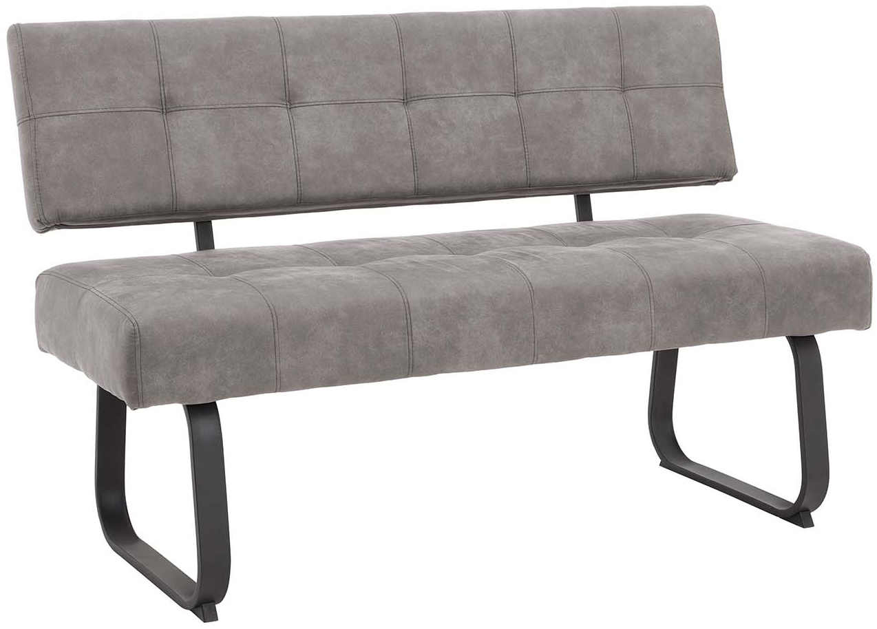Sitzbank Luise I mit Rückenlehne - Grau, Vintage Optik, 140 x 64 x 90 cm