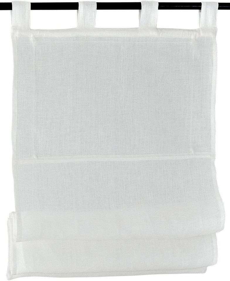 Kutti Raffrollo Metis Leinen, mit Schlaufen, freihängend, einfarbig, blickdicht, Schlaufenrollo, 100% reines Leinen