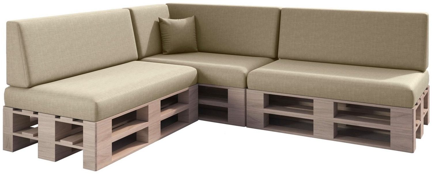 sunnypillow Palettenkissen mit abnehmbarem Bezug Kaltschaum Palettenauflage Palettenpolster Palettensofa Sitzkissen Rückenlehne Indoor Outdoor 8er Set 120x80 Cremefarben
