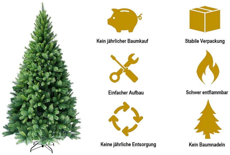 RS Trade 'HXT 1101' Künstlicher Weihnachtsbaum inkl. Metallständer, 446 Spitzen, grün, Ø 76x120 cm