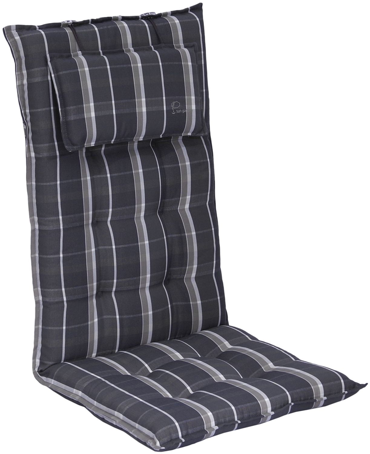 Sun Garden Inco Hochlehner-Auflage Blau-Grau Kariert 120 x 50 x 7 cm