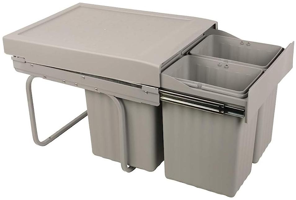 SANITOP WINGENROTH Einbaumülleimer, 3 Fächer, ausziehbar, 2x7,5 & 1x16 Liter, Schienengestell, 280174