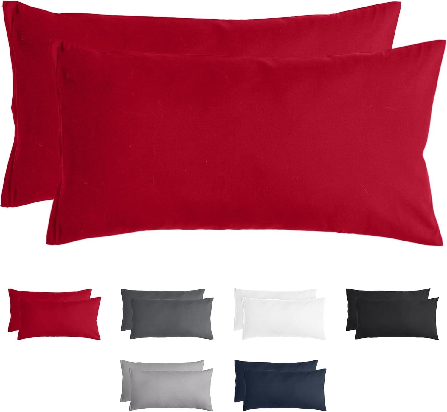 Komfortec Kissenbezug 40x80 2er Set - 100% Mikrofaser, Weich & Atmungsaktiv, mit Reißverschluss - Kopfkissenbezug - Waschbar & Pflegeleicht - Rot