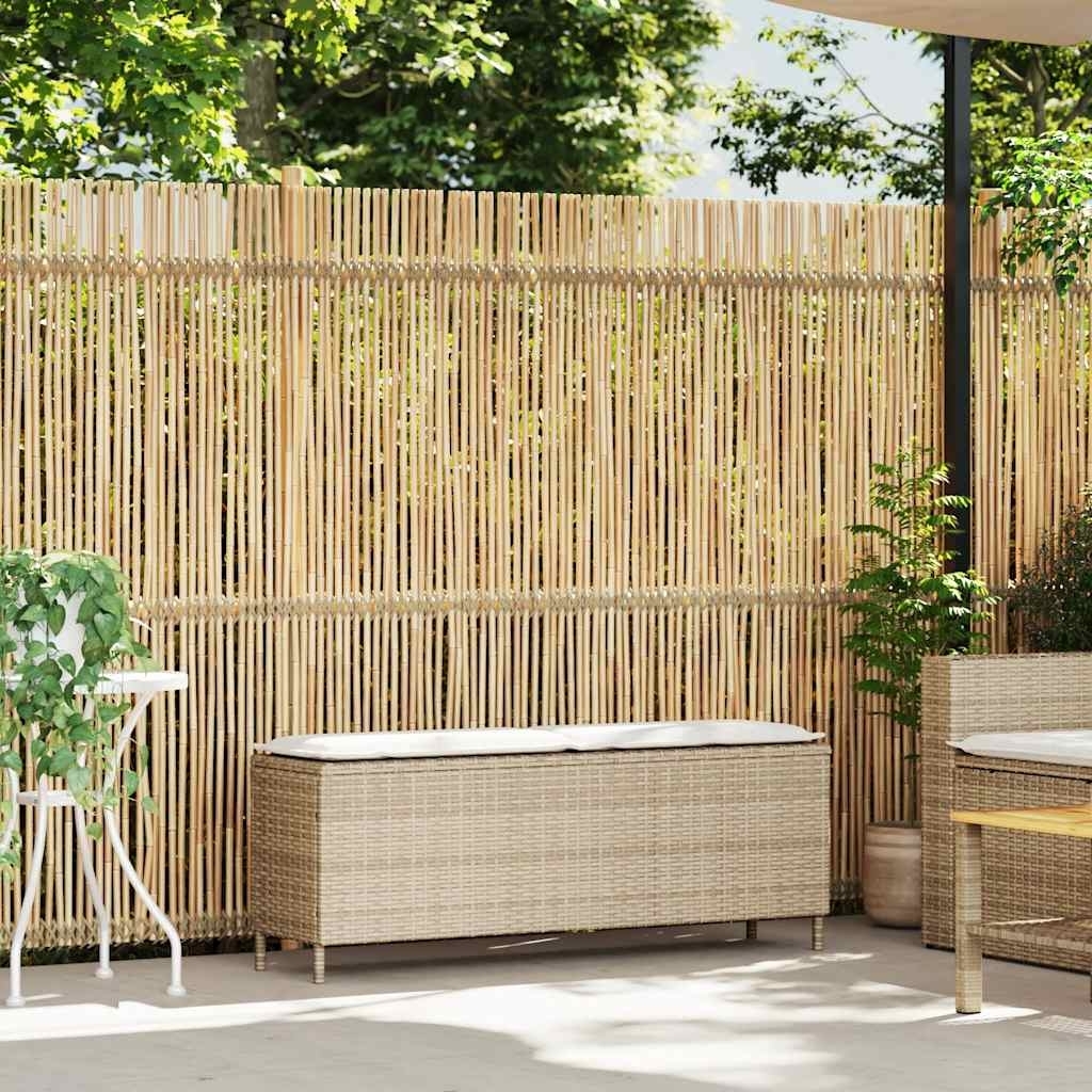 vidaXL Gartenbank mit Kissen Beige 110x30x40,5 cm Poly Rattan 4104158