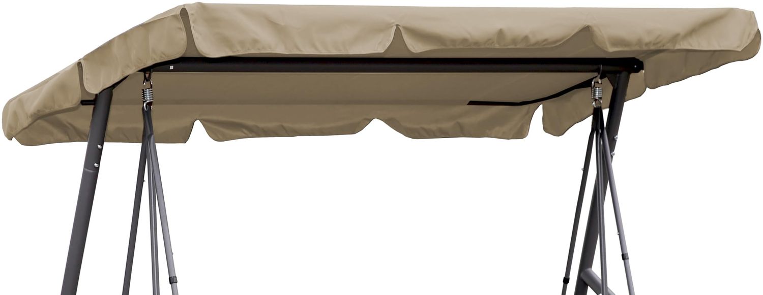 Hollywoodschaukel Dachbezug 200x145 cm Beige Wasserdicht | Universal Ersatzdach Gartenschaukel 3 Sitzer | UV 50 Schaukel Dach Ersatz Bezug