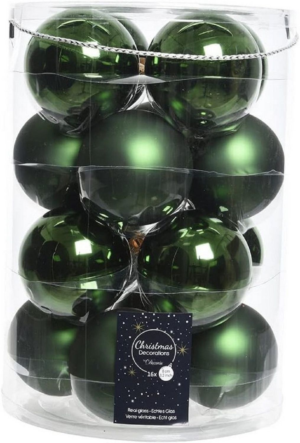 Kaemingk Weihnachtsbaumkugel Weihnachtsbaumkugeln Glas Ø 8 cm 16 Stück grün