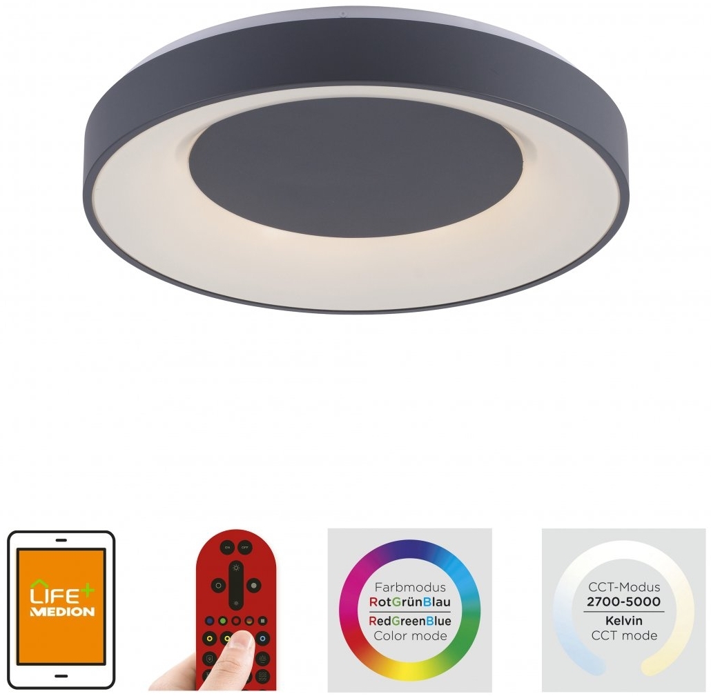 JUST LIGHT 14346-18 LOLAsmart LED Deckenleuchte LOLAsmart ANIKA anthrazit RGBW 48cm