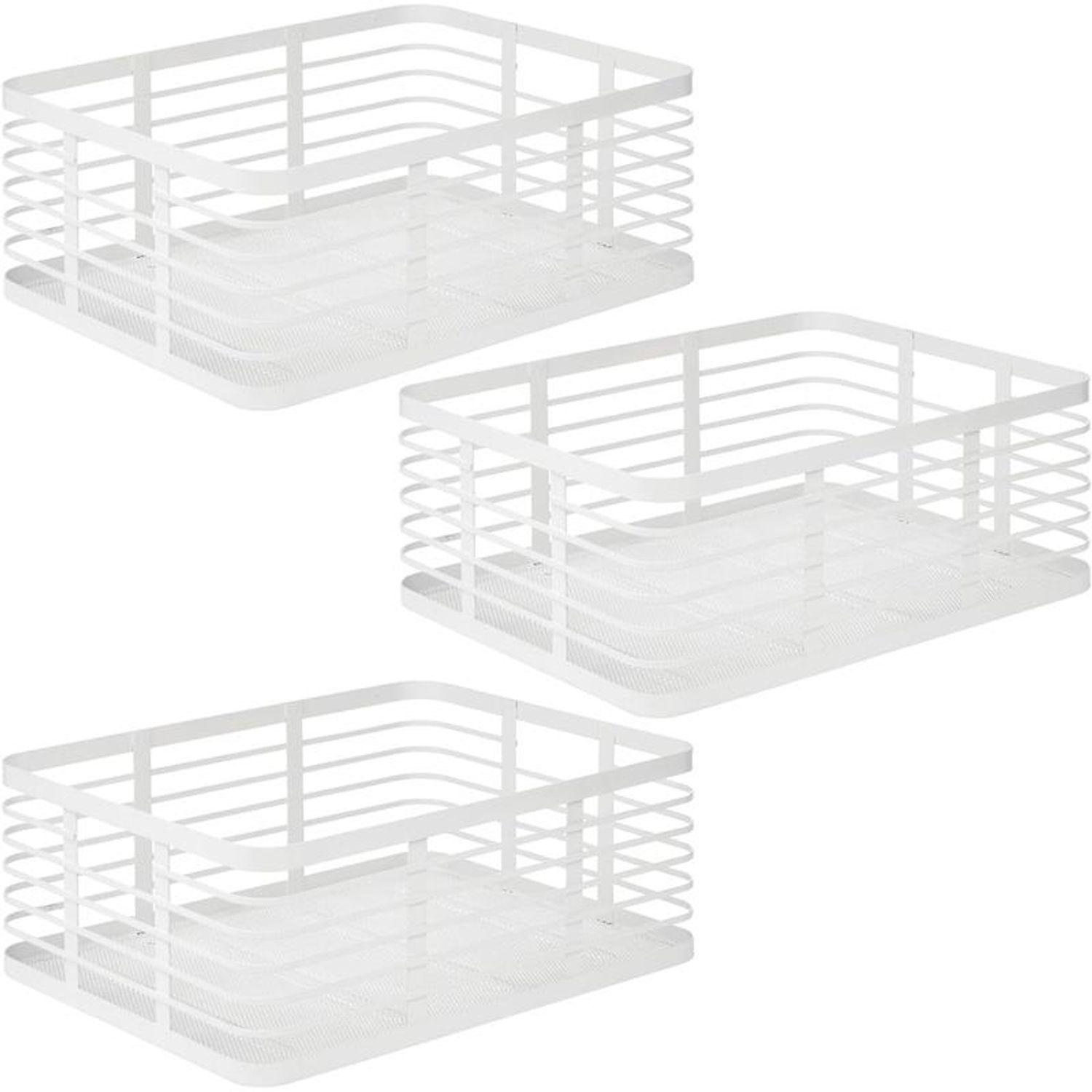 mDesign Allzweckkorb Drahtkorb Gitterbox Organizer Regal 3er Set Metall Weiß