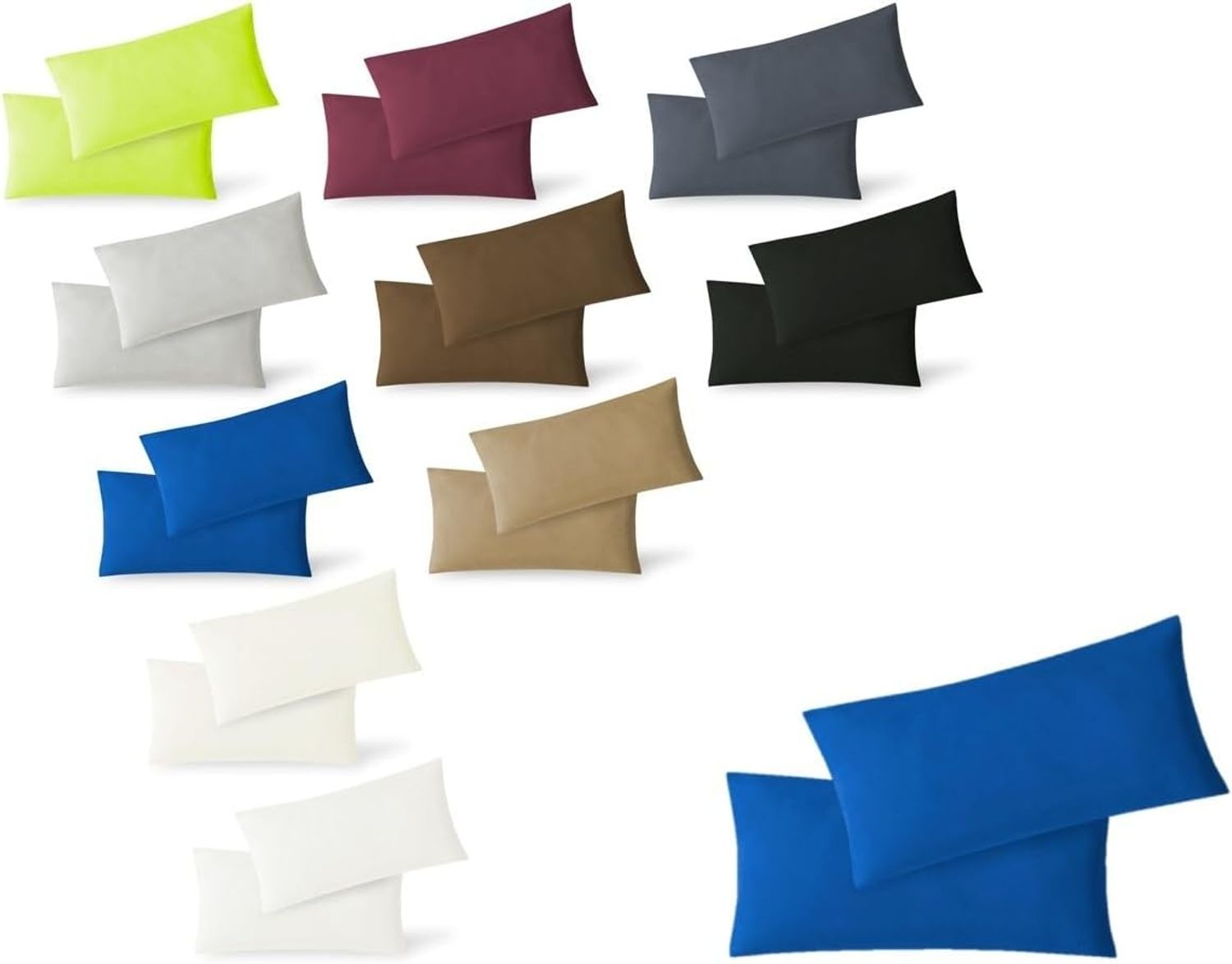 Jersey Kissenbezug, 2er Set, Baumwolle, Royalblau, 40x80 cm