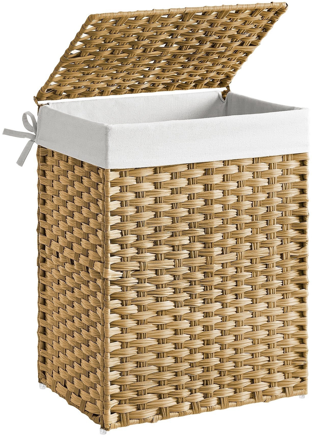 Songmics Wäschekorb handgeflochten, Rattan Naturfarben, 90L 46 x 33 x 60 cm