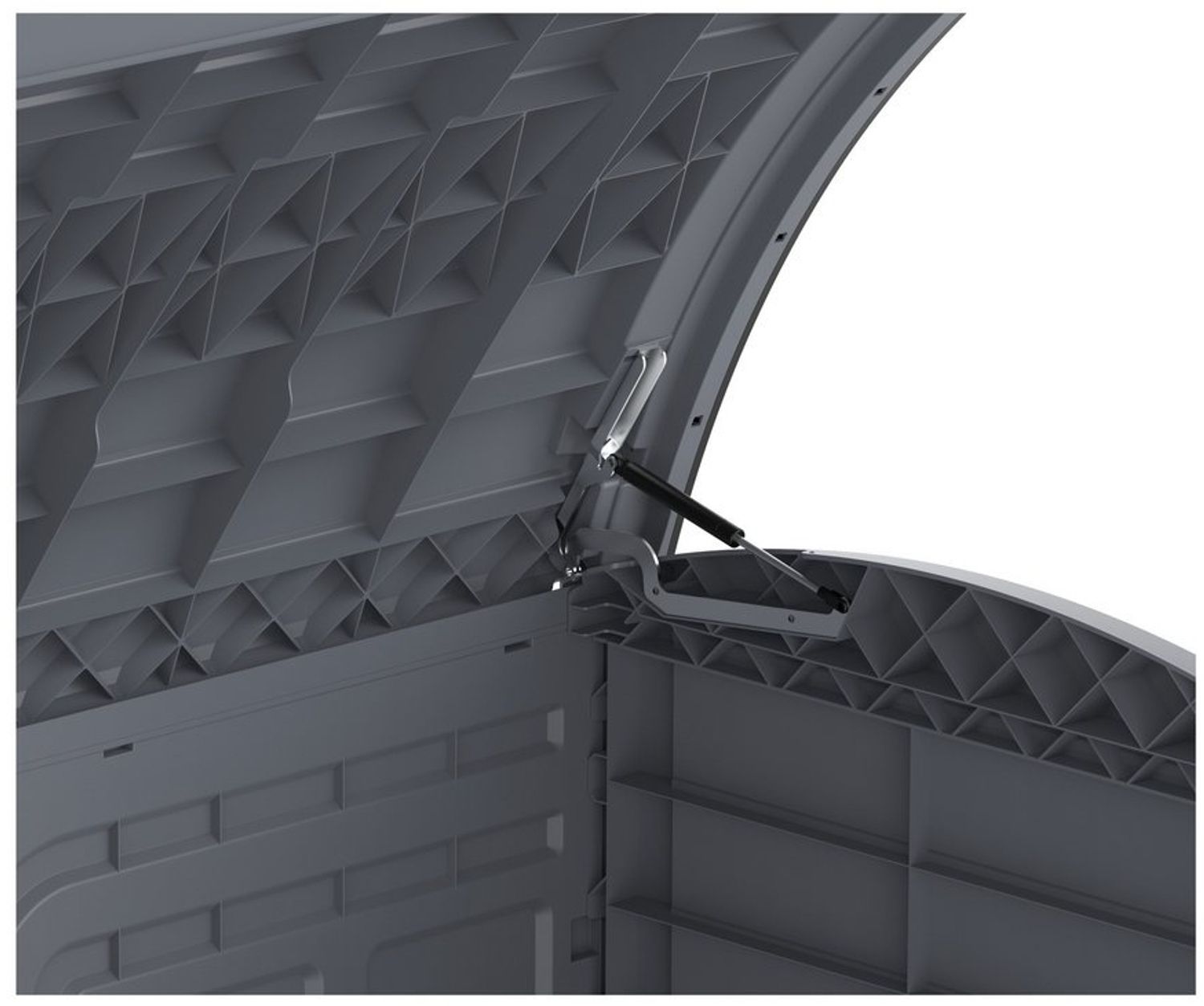 Duramax Cedargrain StoreAway 1200L Gartenhaus aus Kunststoff / Bogendeckel, Mülltonnenbox, Gartenhaus, solide Konstruktion, ideal für Werkzeuge, BBQs und 2x240L Mülltonnen, 145 x 85 x 125 cm, Grau