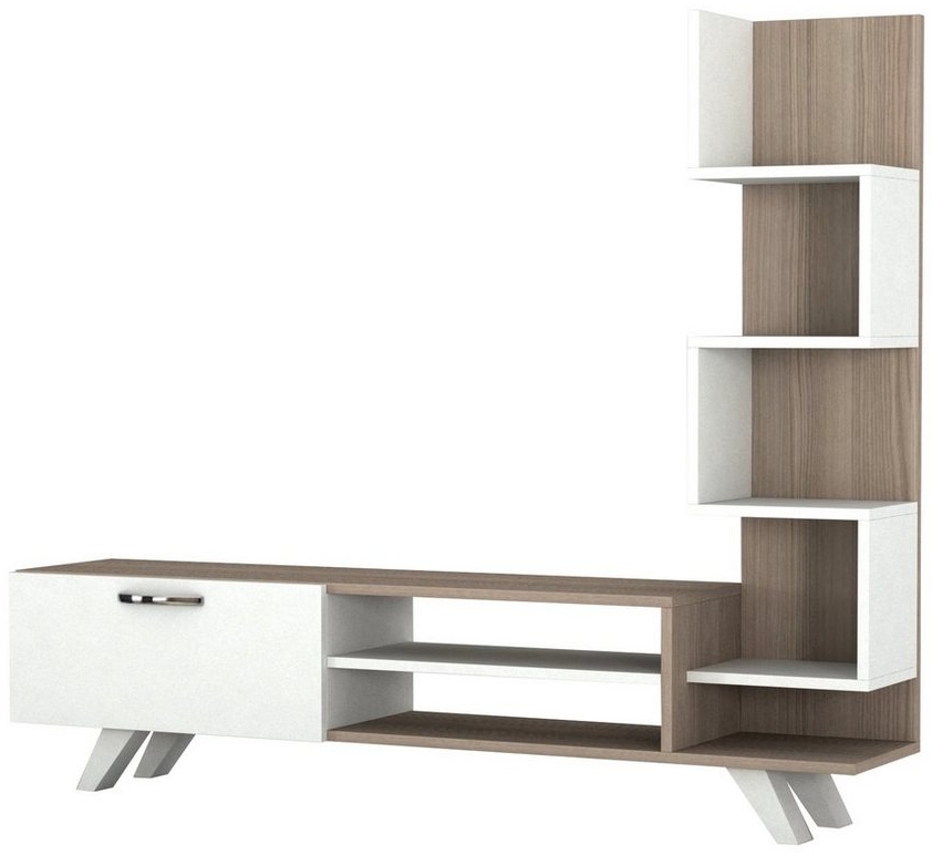 Alphamoebel 1773 TV Board Lowboard Fernsehtisch Fernsehschrank Sideboard, Fernseh Schrank Tisch für Wohnzimmer, Weiß Cordoba, 149,5 x 22 x 131,6 cm