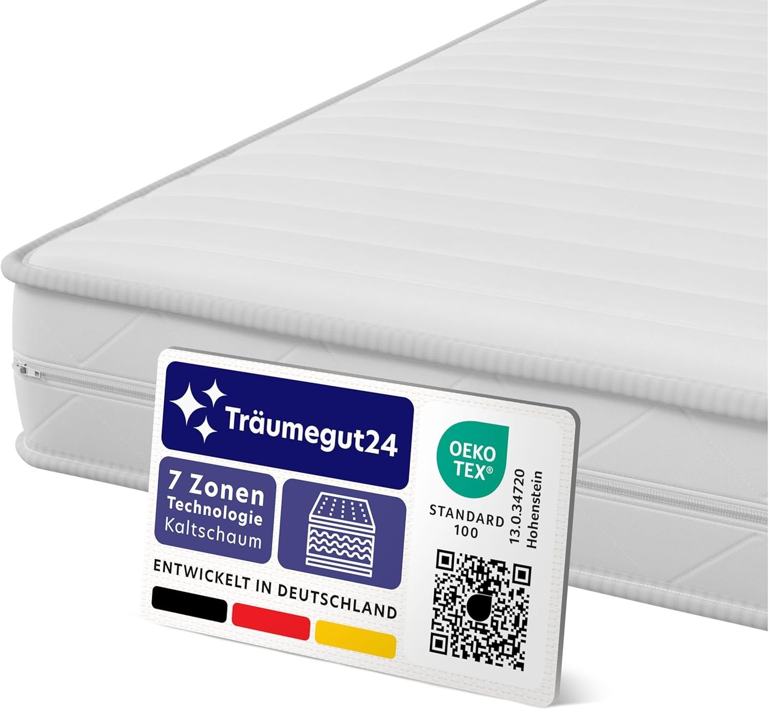 Träumegut24 - K12 Orthopädische 7-Zonen Kaltschaummatratze - Matratze Härtegrad H2 / H3 - Rollmatratze (90x200 cm, H3)