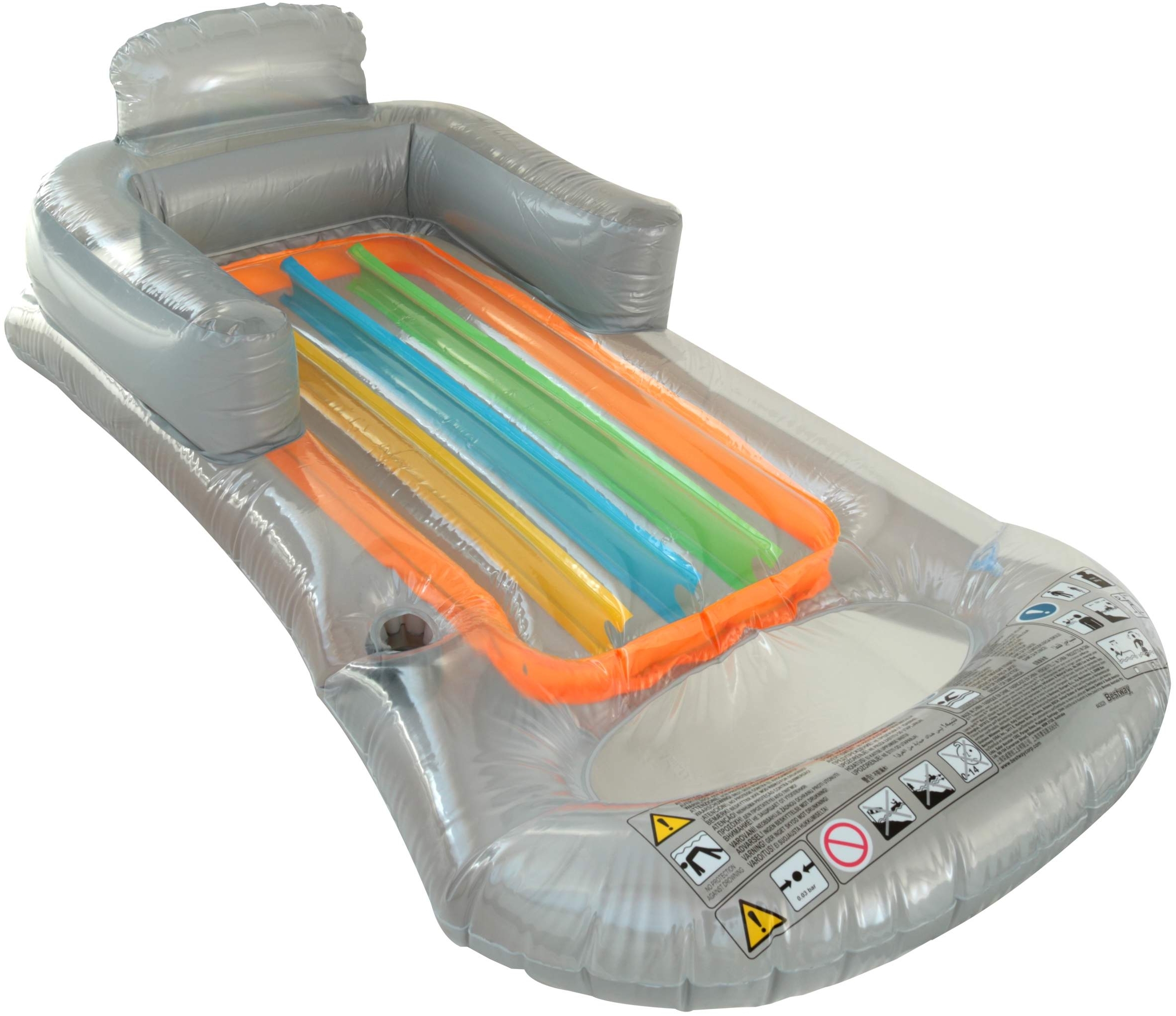 Lounge Designer Luftmatratze 161 cm grau mit Arm/Rückenlehne