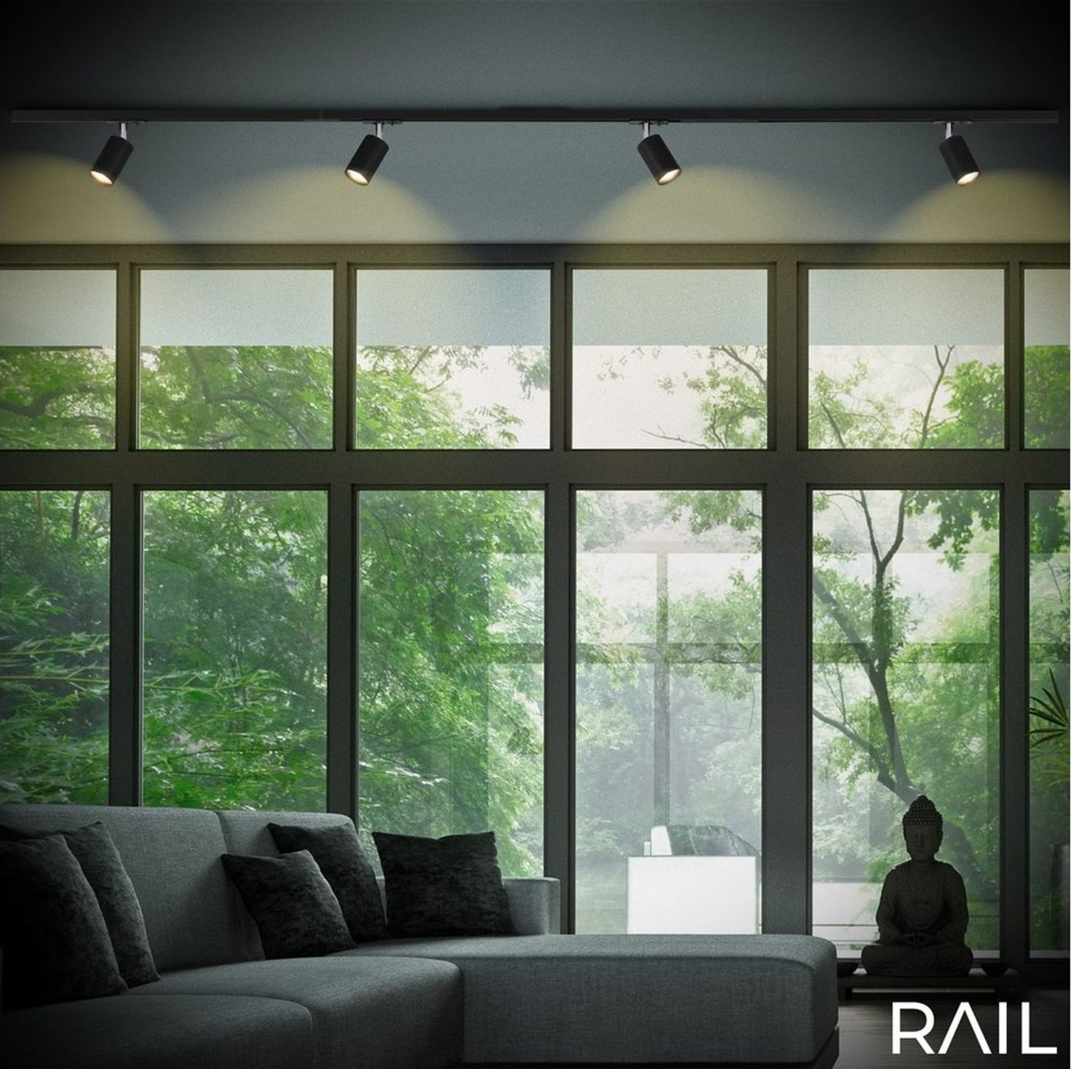 Briloner Leuchten Schienensystem-Sets RAIL, ohne Leuchtmittel, Schienensystem Rail 1,5 m Schwarz max. 9W Decke Wohnzimmer Büro Küche