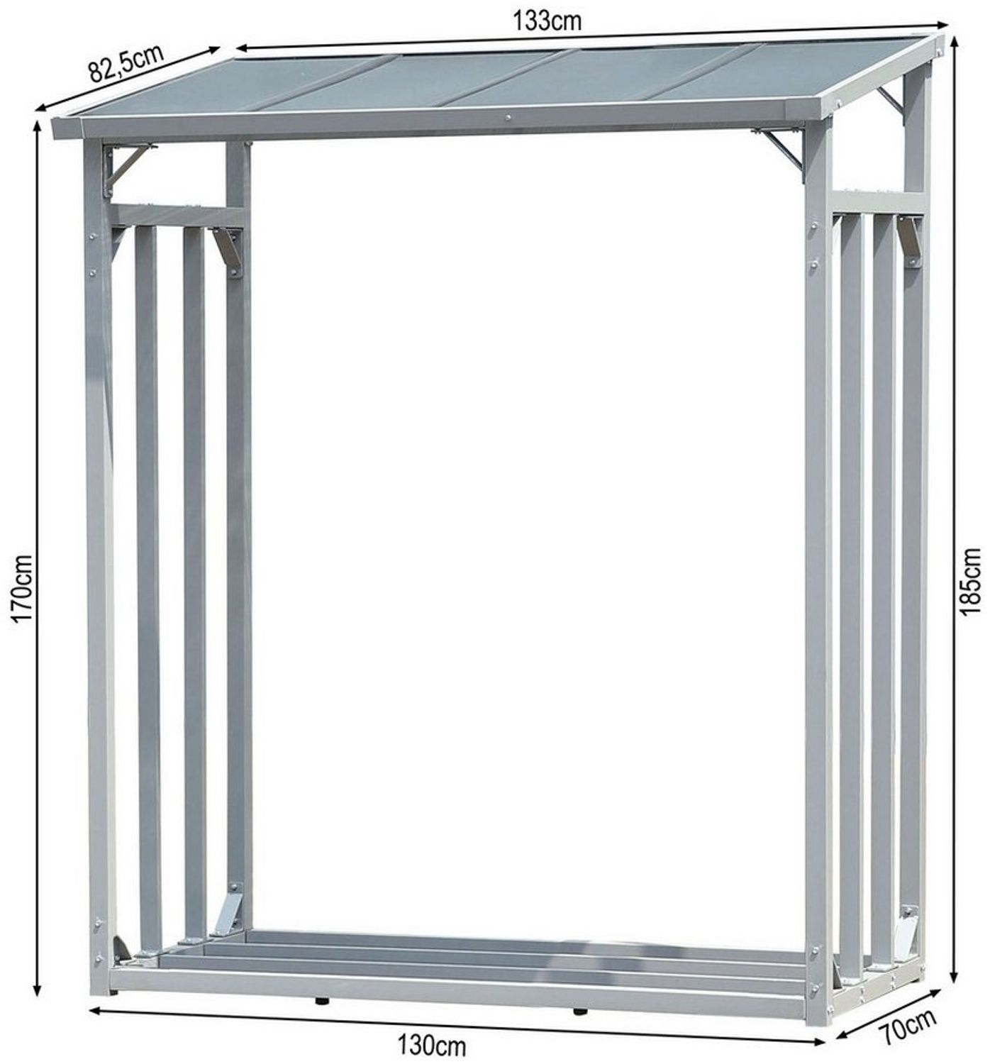 Quick Star Kaminholzregal ALU Kaminholzregal Pro 130 x 70 x 185 cm 1,6 m³, BxTxH:130 x 70 x 185 cm