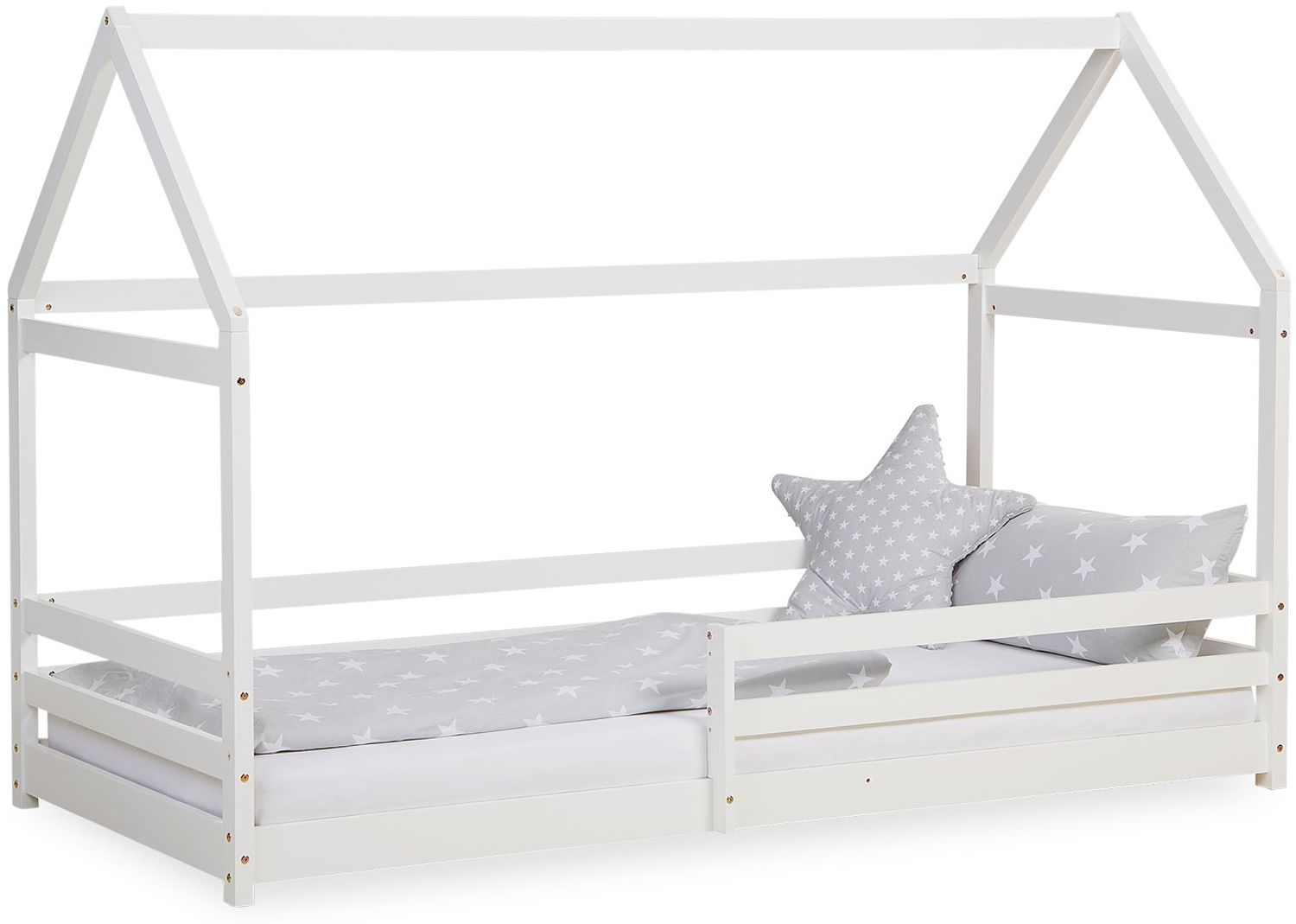 Kinderbett Hausbett mit Rausfallschutz 90x200 cm Bodenbett Montessori Bett Bettenhaus Lattenrost