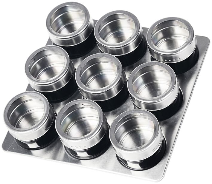 10tlg Edelstahl Metallic Gewürzdosenset Gewurzregal Salz Pfeffer Küche Gewürz Behälter Schwarz