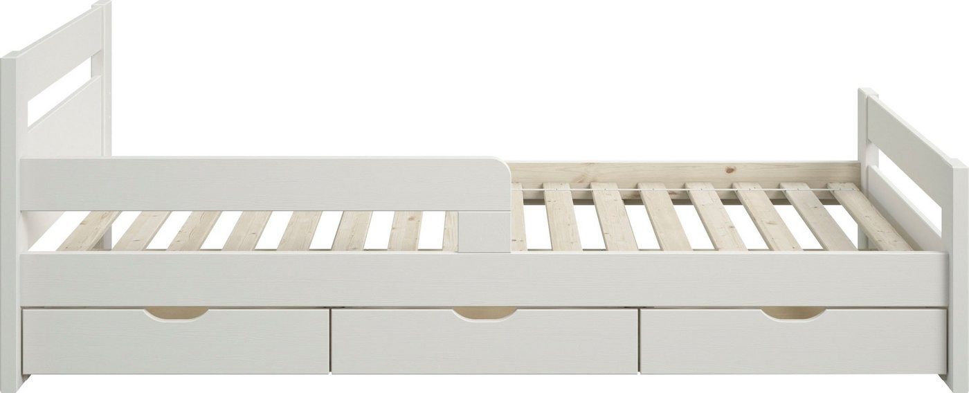 OTTO home Kinderbett "TIMMO " BESTSELLER, inklusive 3 Schubkästen, bodentief, mit Rausfallschutz, zertifiziertes Massivholz