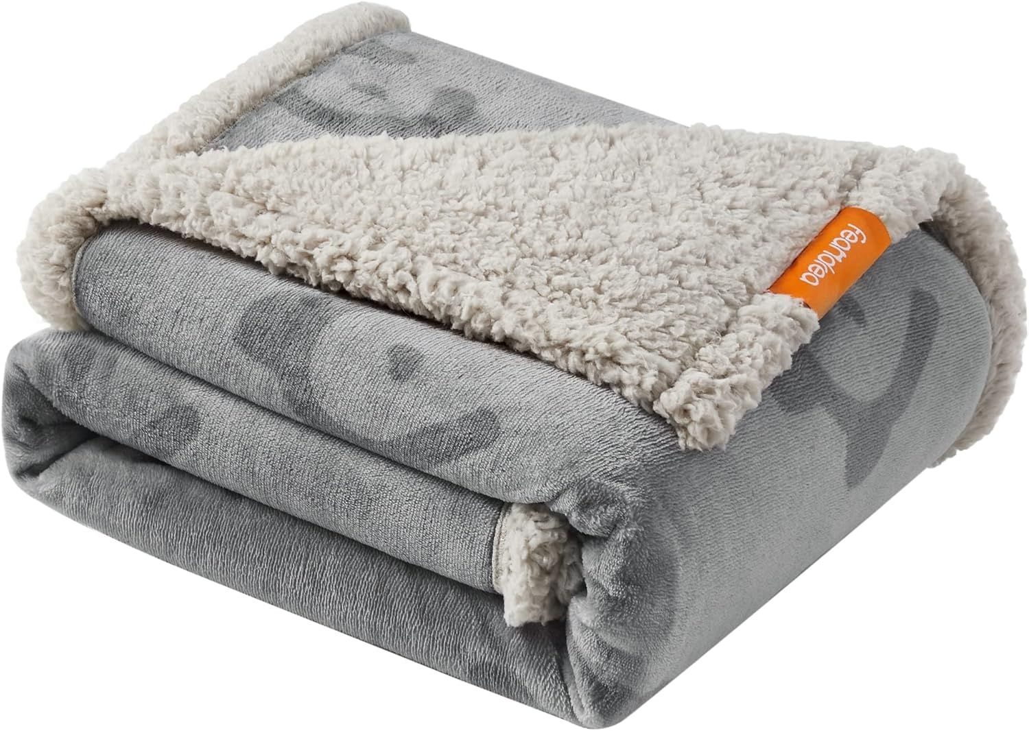 Feandrea Haustierdecke, wasserdicht, Sherpa Fleece, Grau, L (127x101 cm)