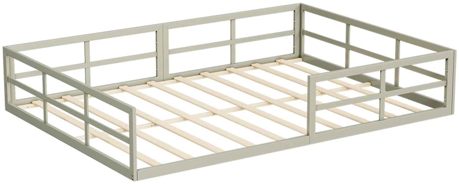 Bodenbett aus Metall Minno Greige 205 x 145 cm ohne Matratze Vitalispa