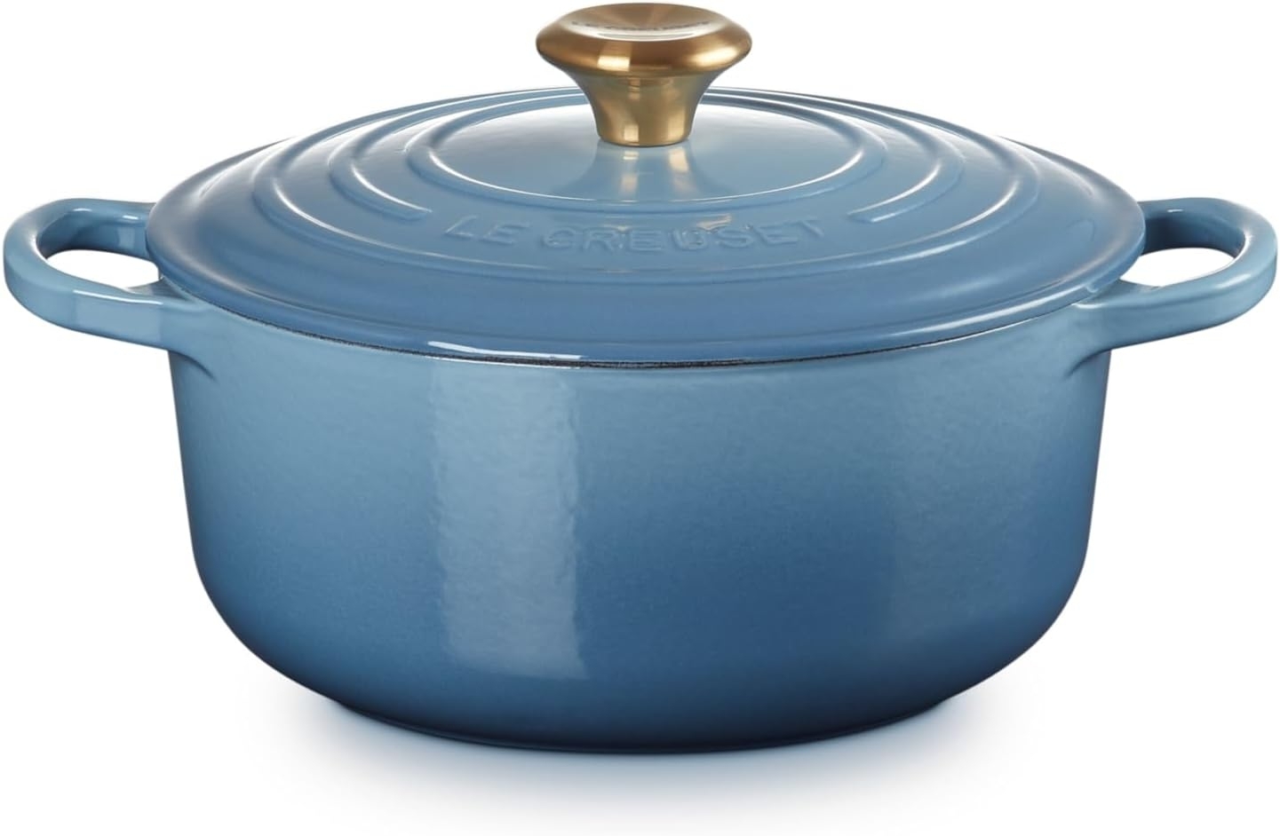 Le Creuset Signature Gusseisen-Bräter mit Deckel, Ø 20 cm, Rund, Für alle Herdarten und Induktion geeignet, Volumen: 2,4 l, 3,092 kg, Chambray, 21177204344441