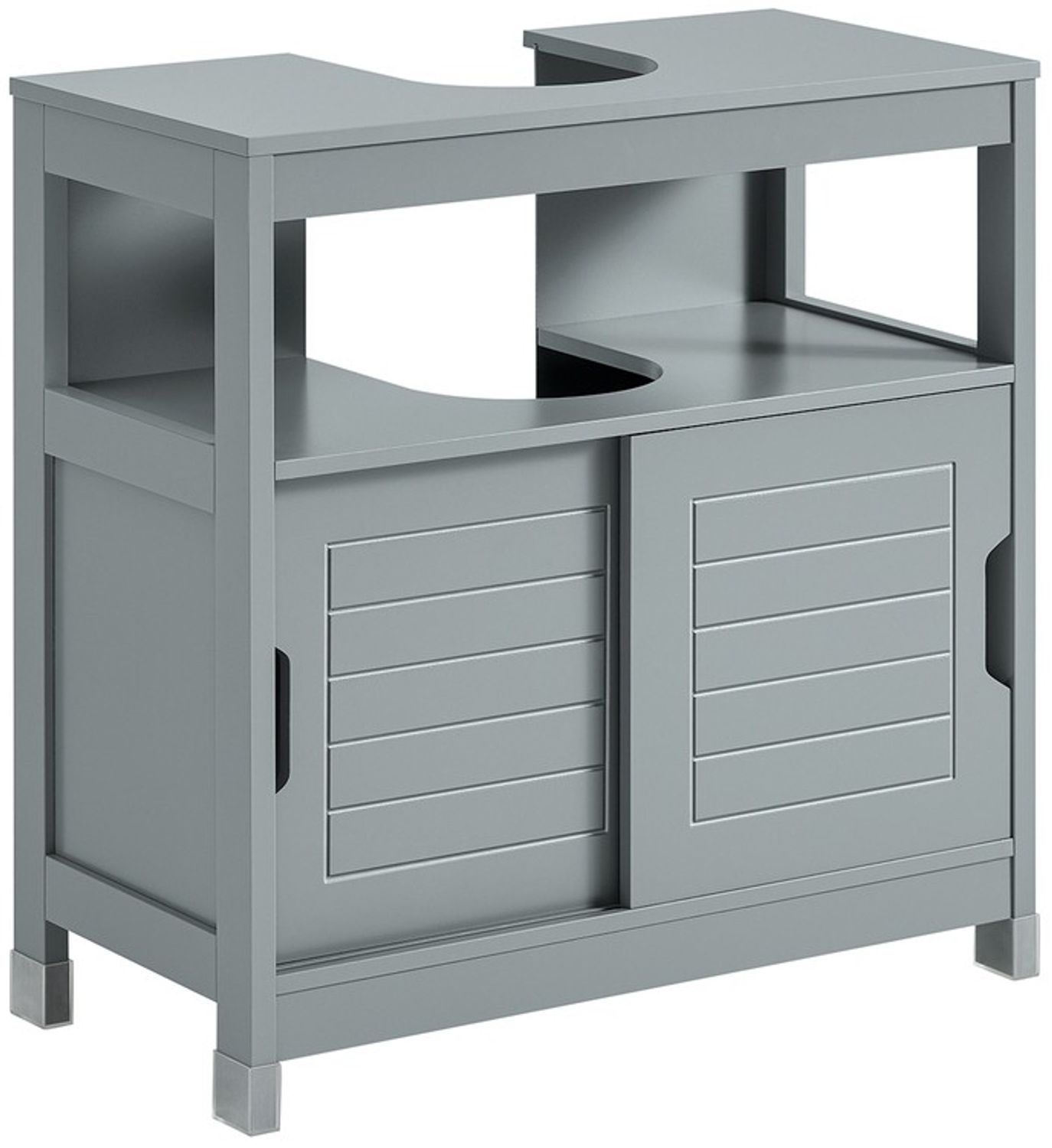 SoBuy FRG128-II-SG Waschbeckenunterschrank, MDF, Lackiert, Grau, 58 x 60 x 29 cm