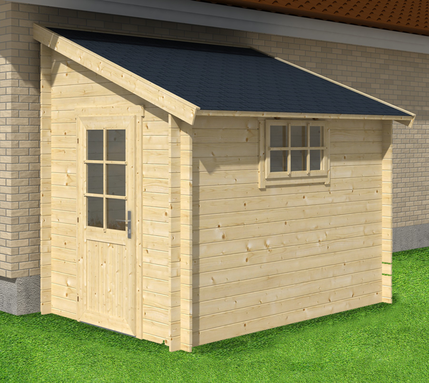Lasita Maja Holz Gartenhaus Anlehnhaus Jura | 300x200 cm | Natur