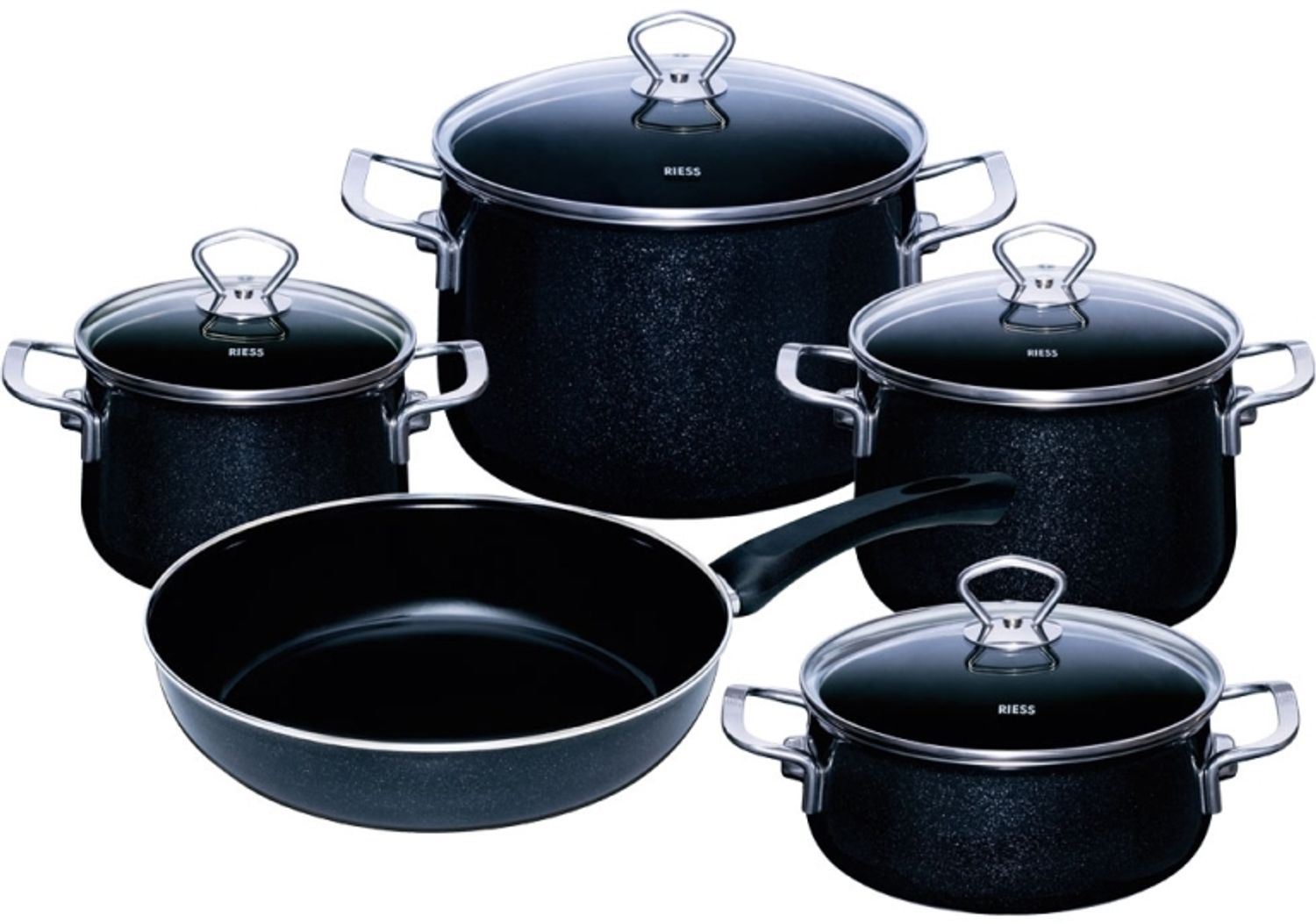 RIESS Topfset Black Magic 5 teilig schwarz Emaille