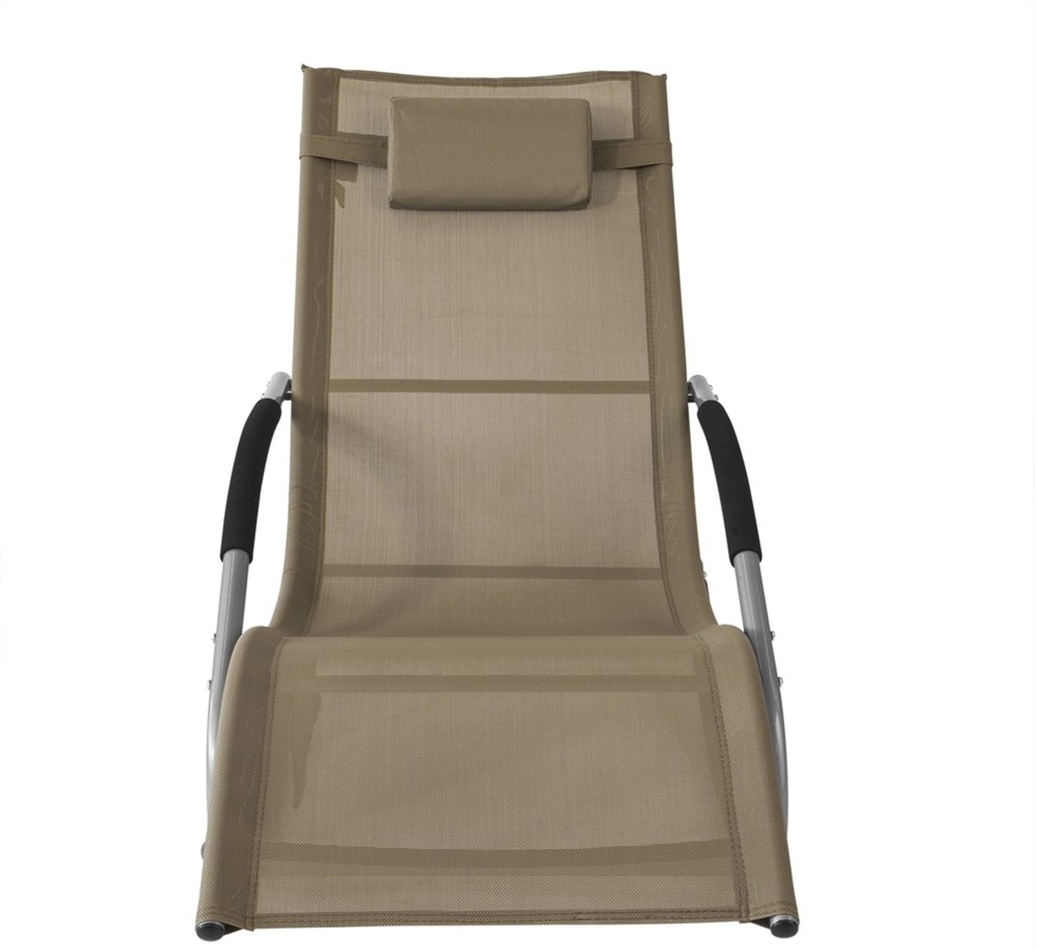 SoBuy OGS28-BR Schaukelstuhl Garten, Textilene, Lackiert, Braun, 150 x 87 x 63 cm