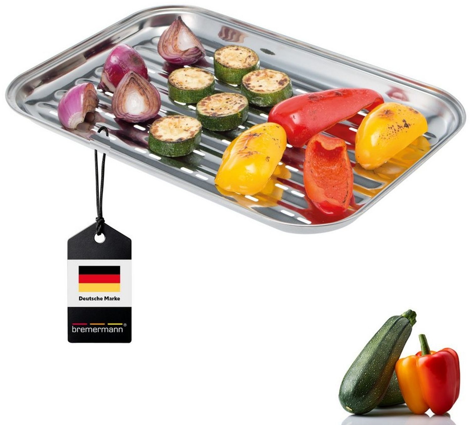 Bremermann Grillschale, Edelstahl-Grillpfanne, ca. 35 x 24,5 cm