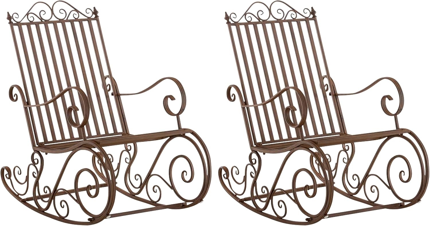 CLP 2er Set Schaukelstühle Smilla Schwingstühle mit hoher Rückenlehne,braun