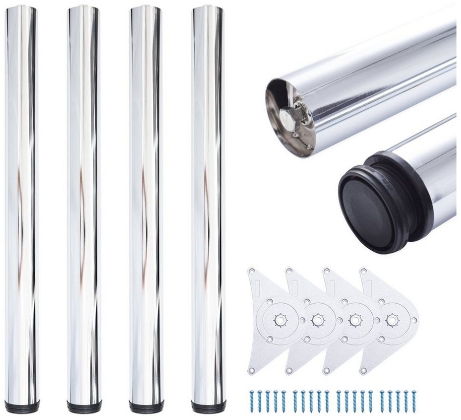 sossai® Tischbein Premium Tischbeine Ø60 mm in Chrom, höhenverstellbar +2cm