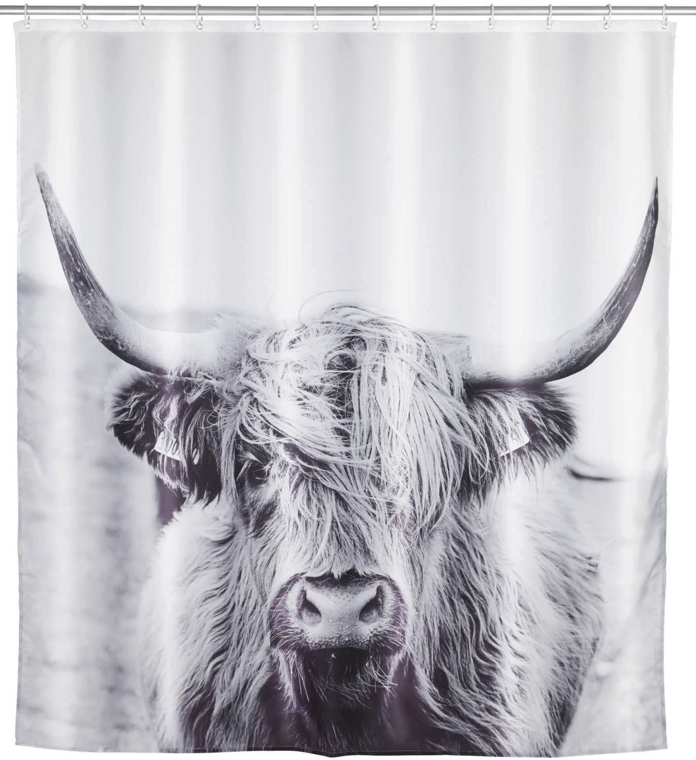 WENKO YAK Duschvorhang 180 x 200 cm, Weiß/Grau