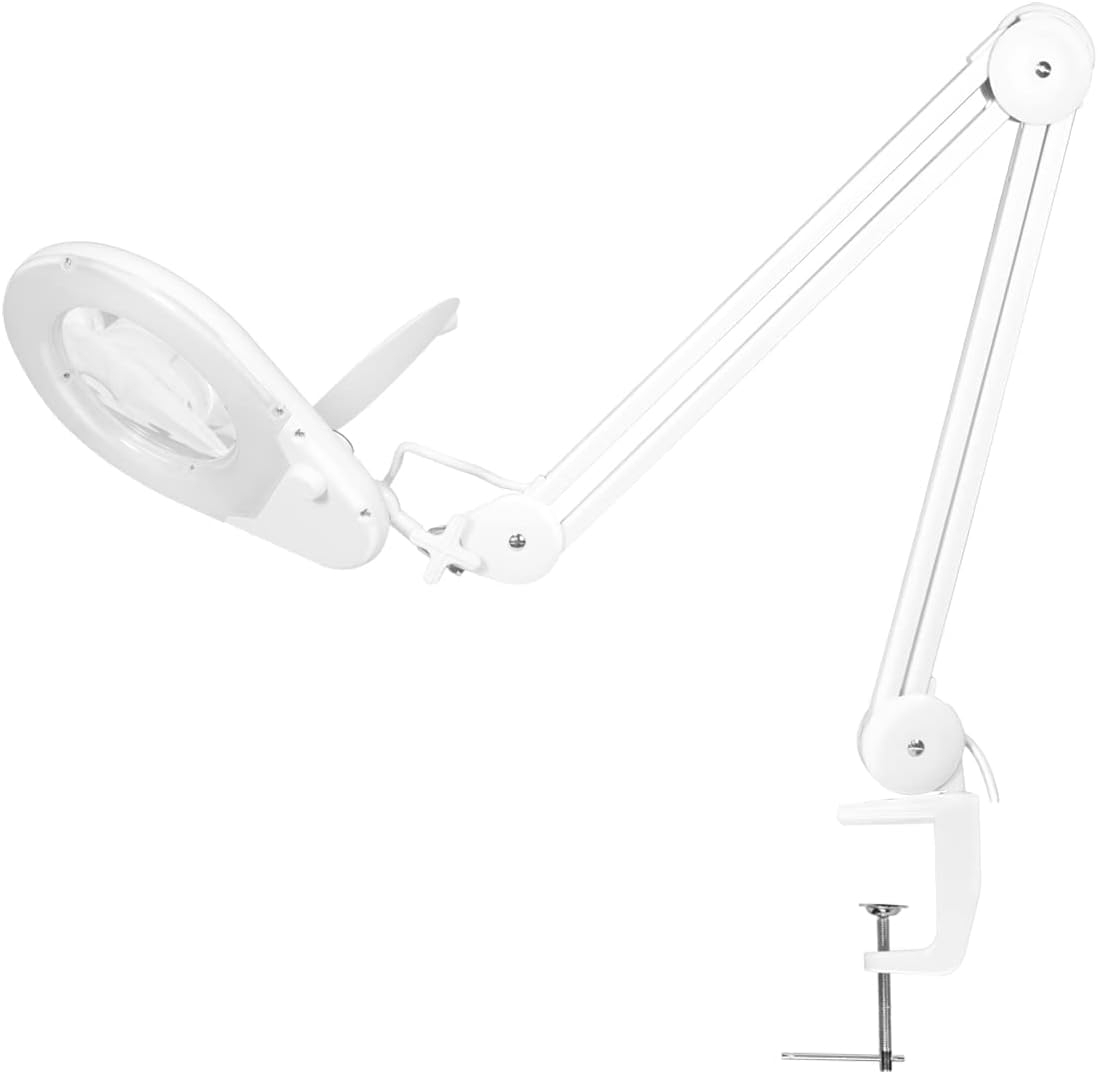 LogiLink Lupenlampe WZ0058, mit Klemmhalterung, 5 Dioptrien, Weiß