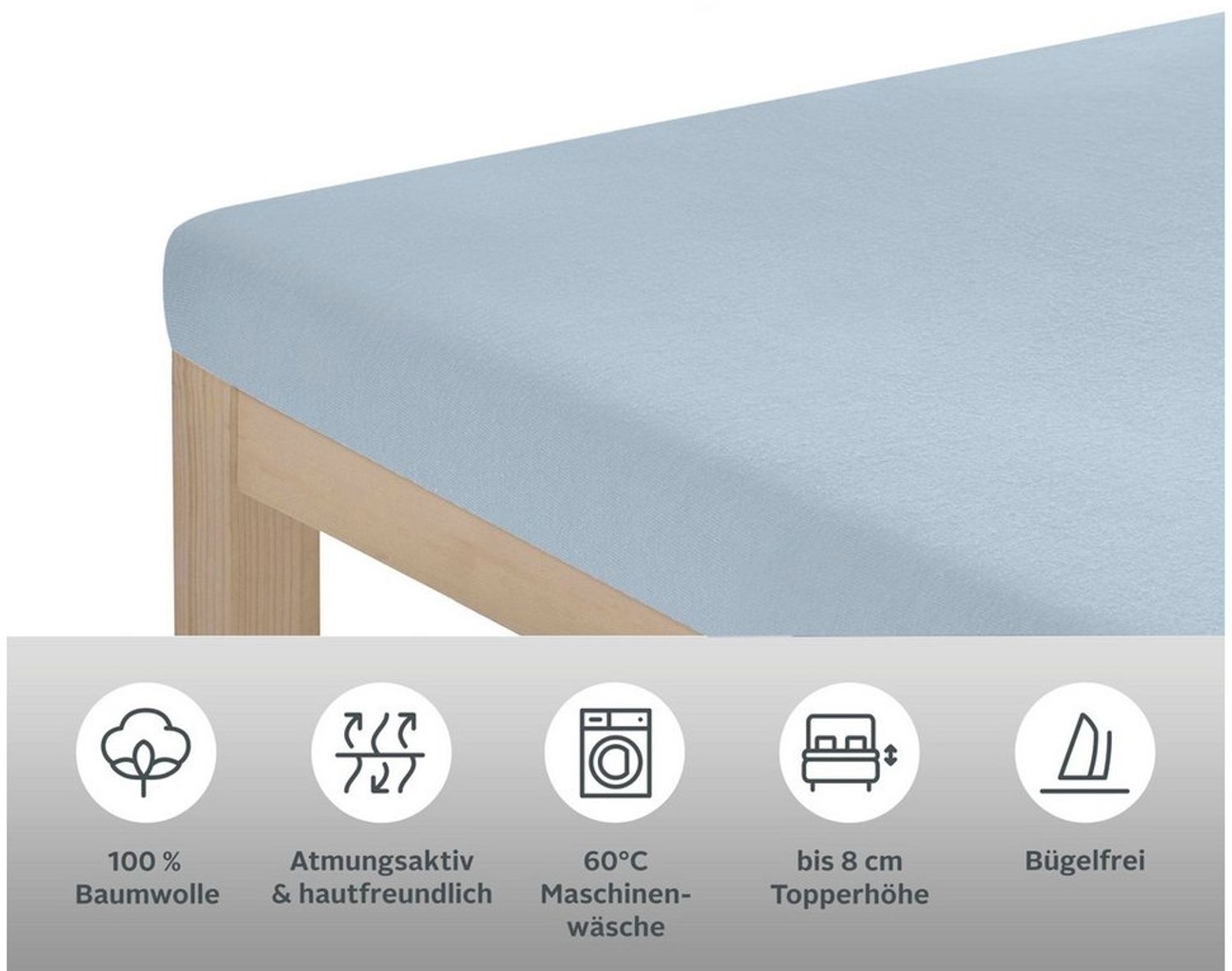 OTTO home Spannbettlaken Physalis Topper COMFORT, Jersey, Gummizug: rundum, (1 Stück), Baumwolle, Matratzen bis 10 cm Höhe, Bettlaken, Spannbetttuch, Laken