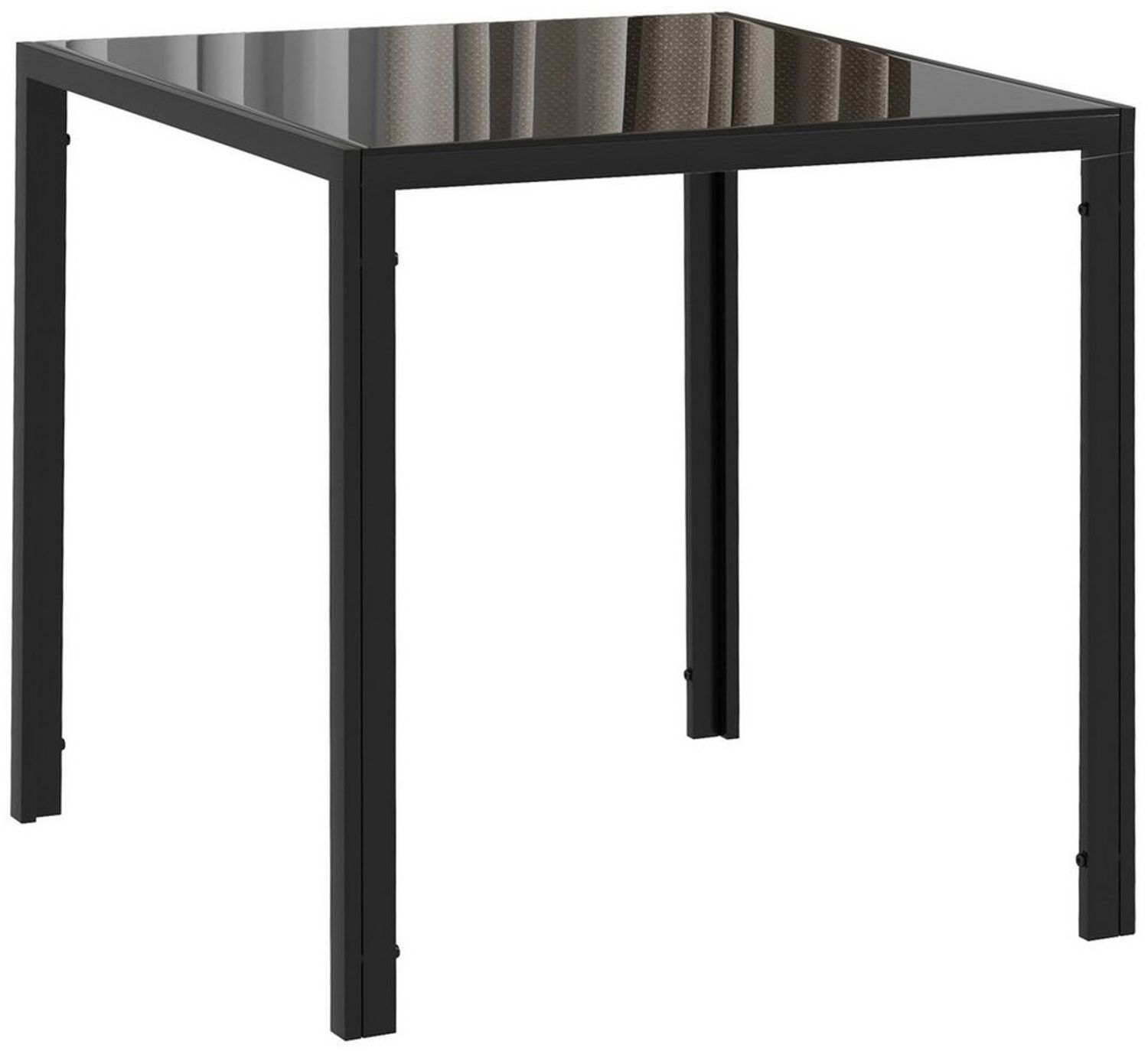 HOMCOM Esstisch für 4 Personen, aus Hartglas (Esszimmertisch, 1-St, Küchentisch), bis 80 kg belastbar, für Küche, Esszimmer, 75 x 75 x 75 cm, Schwarz