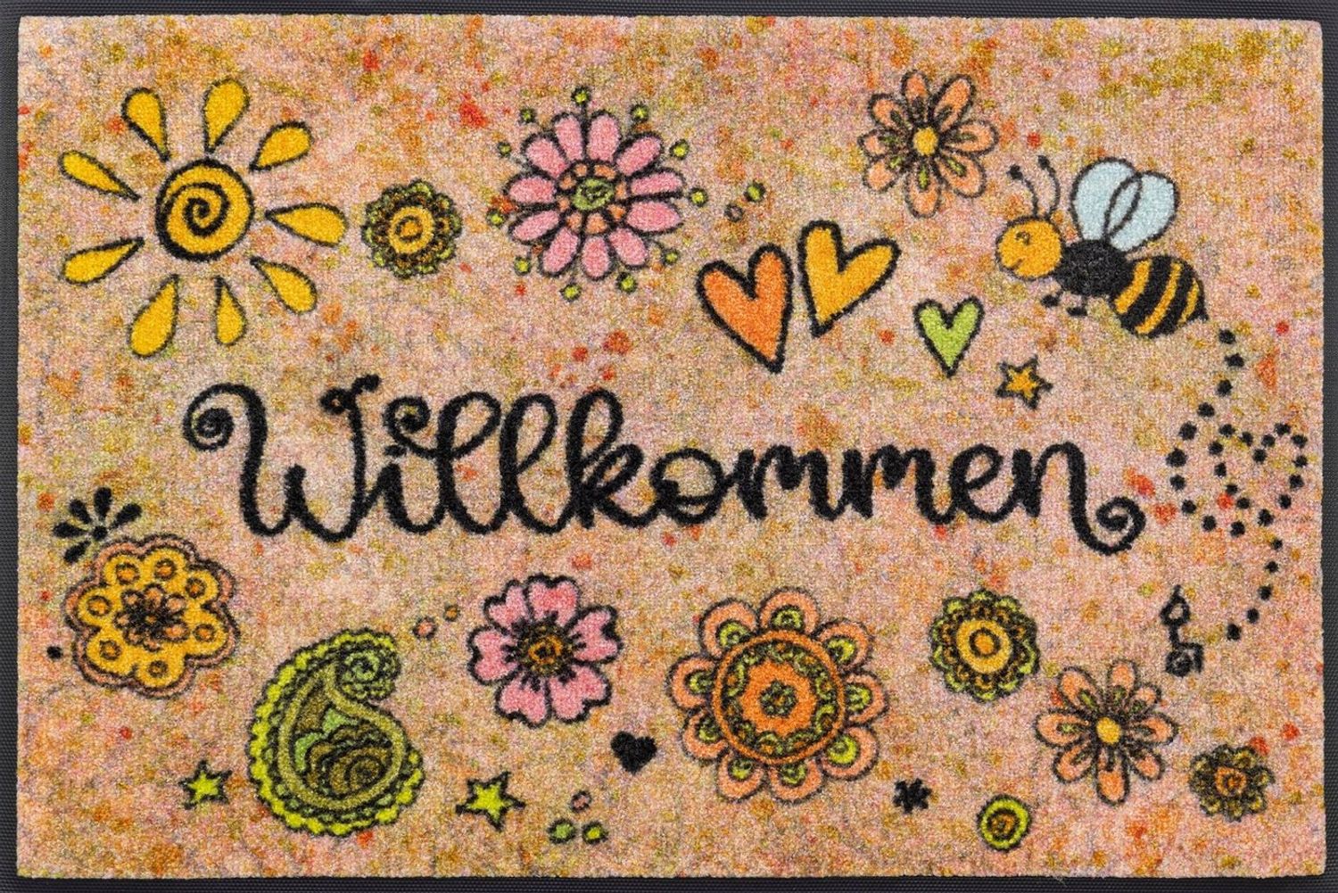 wash+dry by Kleen-Tex Fußmatte Bring Glück herein, rechteckig, Höhe: 7 mm