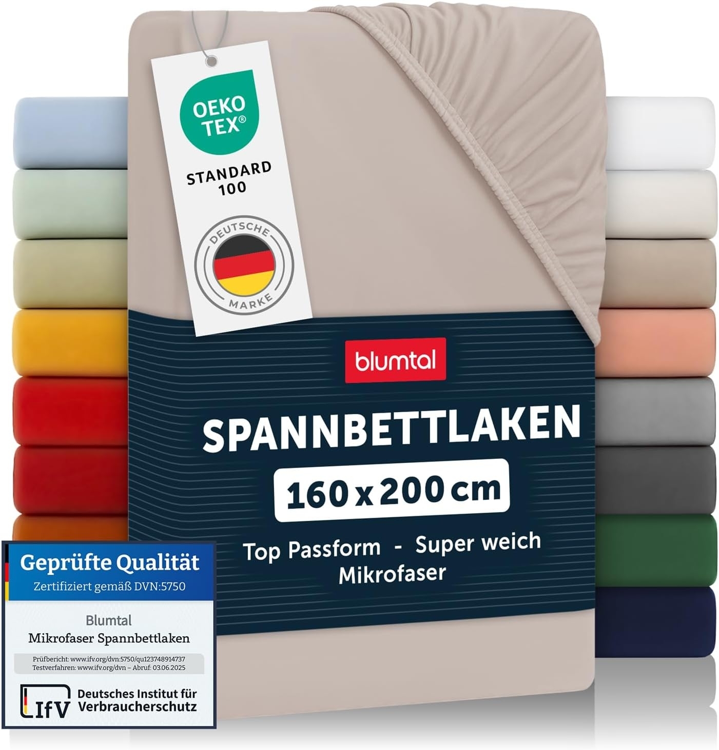 Blumtal® Spannbettlaken 160x200 cm aus Microfaser - Oekotex zertifiziertes Bettlaken 160x200 im 2er Set - Spannbetttuch 160x200 / Bettlaken 160x200 - Spannbettlaken - 160x200 cm Spannleintuch - Taupe