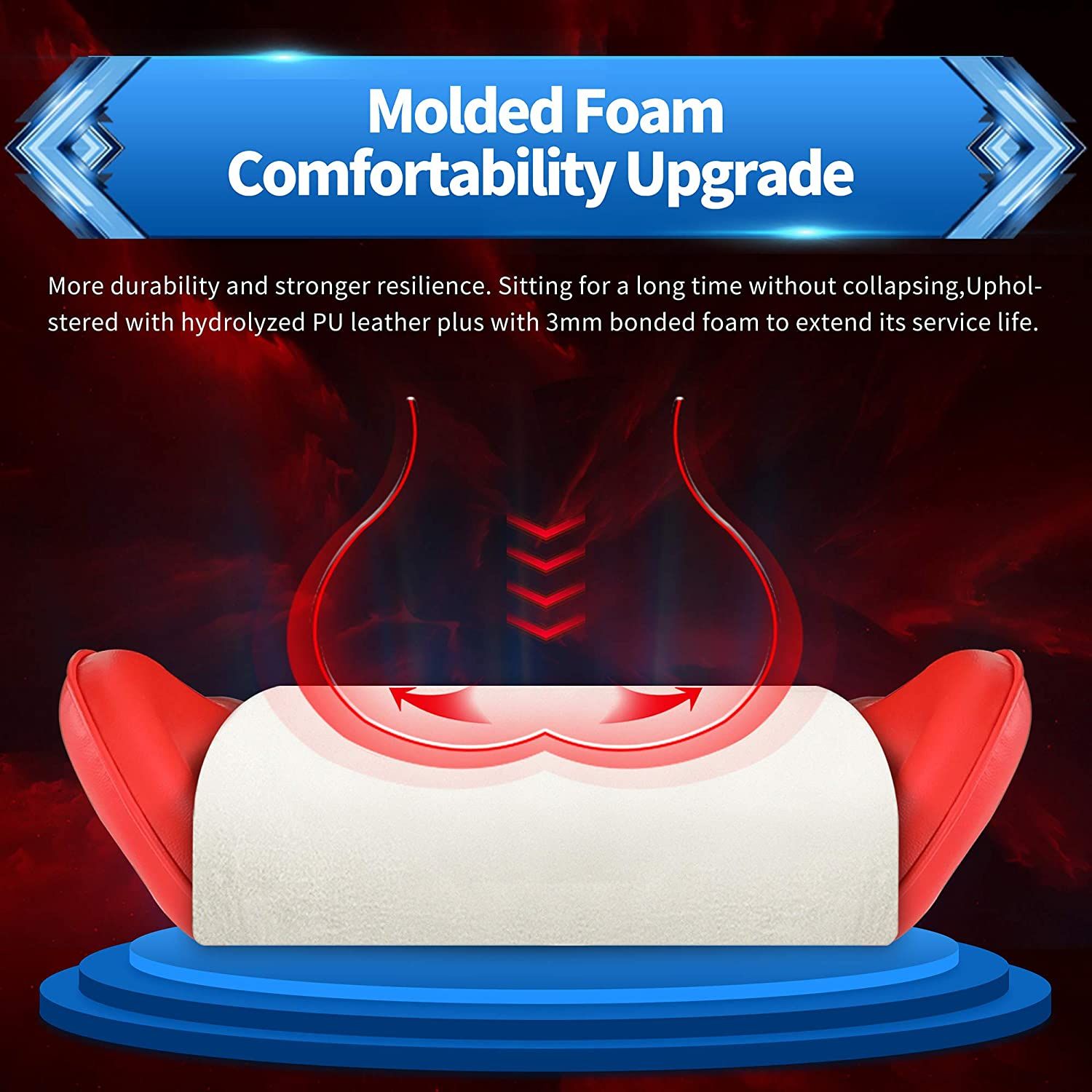 SMAX Gaming Stuhl mit fußstützen Gamer Stuhl Ergonomische Gamingstuhl aus PU-Leder mit und Sitzhöhenverstellbarer Gaming-Stühle Drehsessel mit Kopfstütze und Massagegerät Lendenwirbelstütze Bürostuhl